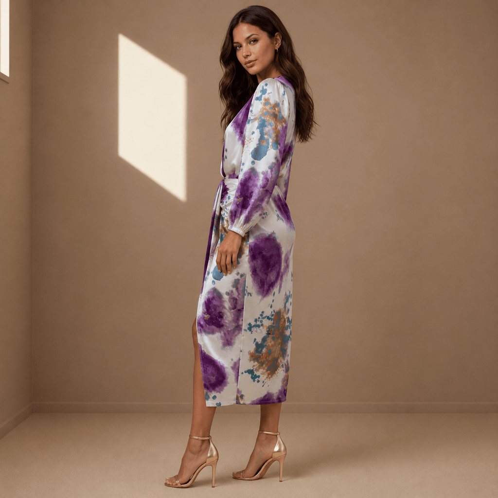 Purple satin dress - Satinni