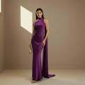 Purple satin dress - Satinni