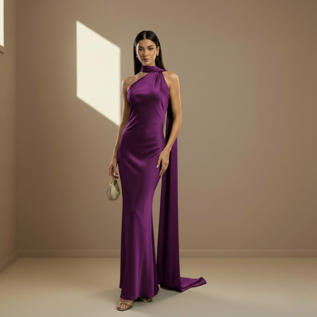 Purple satin dress - Satinni