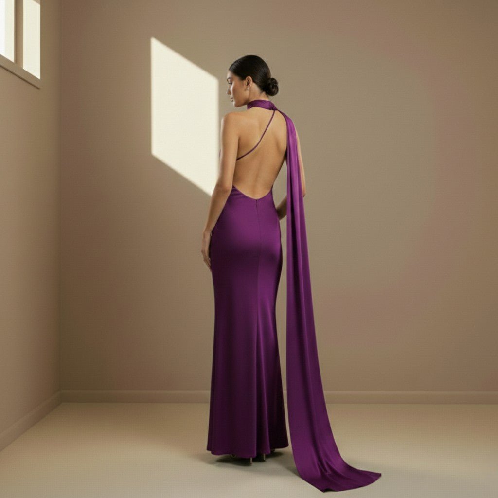Purple satin dress - Satinni