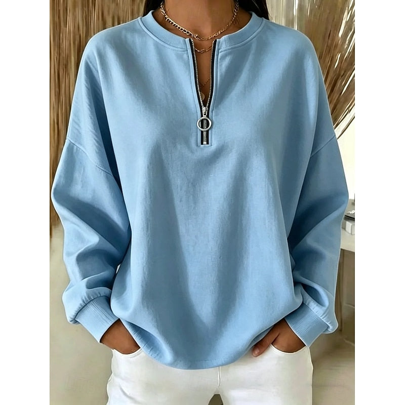 Quarter-Zip High-Neck Sweatshirt for Women | Soft Cotton Blend | Casual Wear
