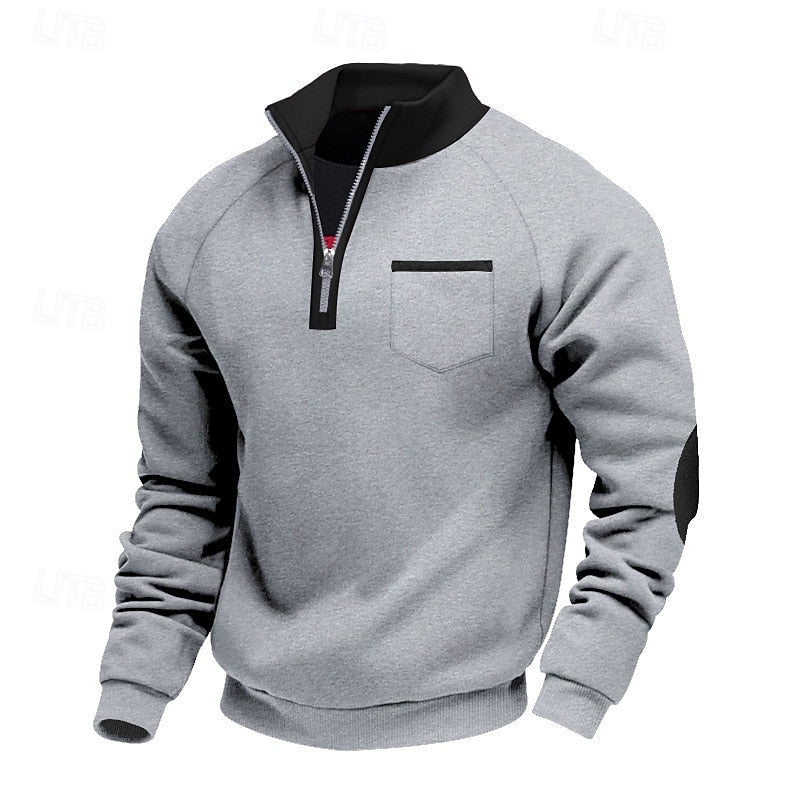 Quarter-Zip Color Block Pullover for Men | Soft Fabric | Casual Wear