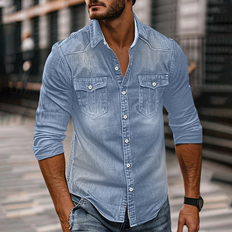 Rugged Button-Up Shirt for Outdoor Adventures - Durable Cotton Blend Fabric
