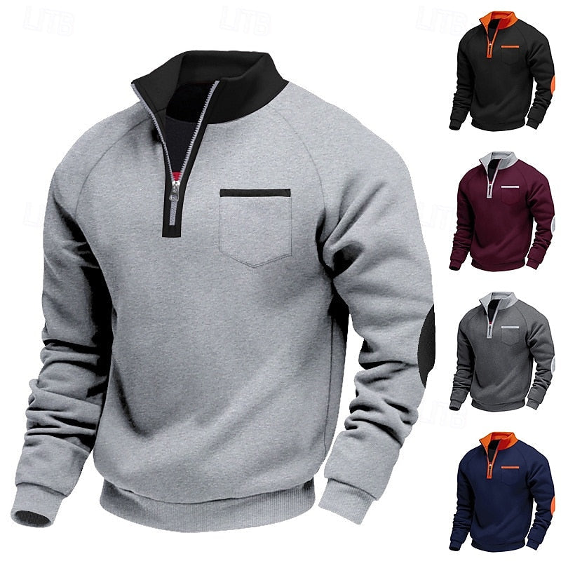 Quarter-Zip Color Block Pullover for Men | Soft Fabric | Casual Wear