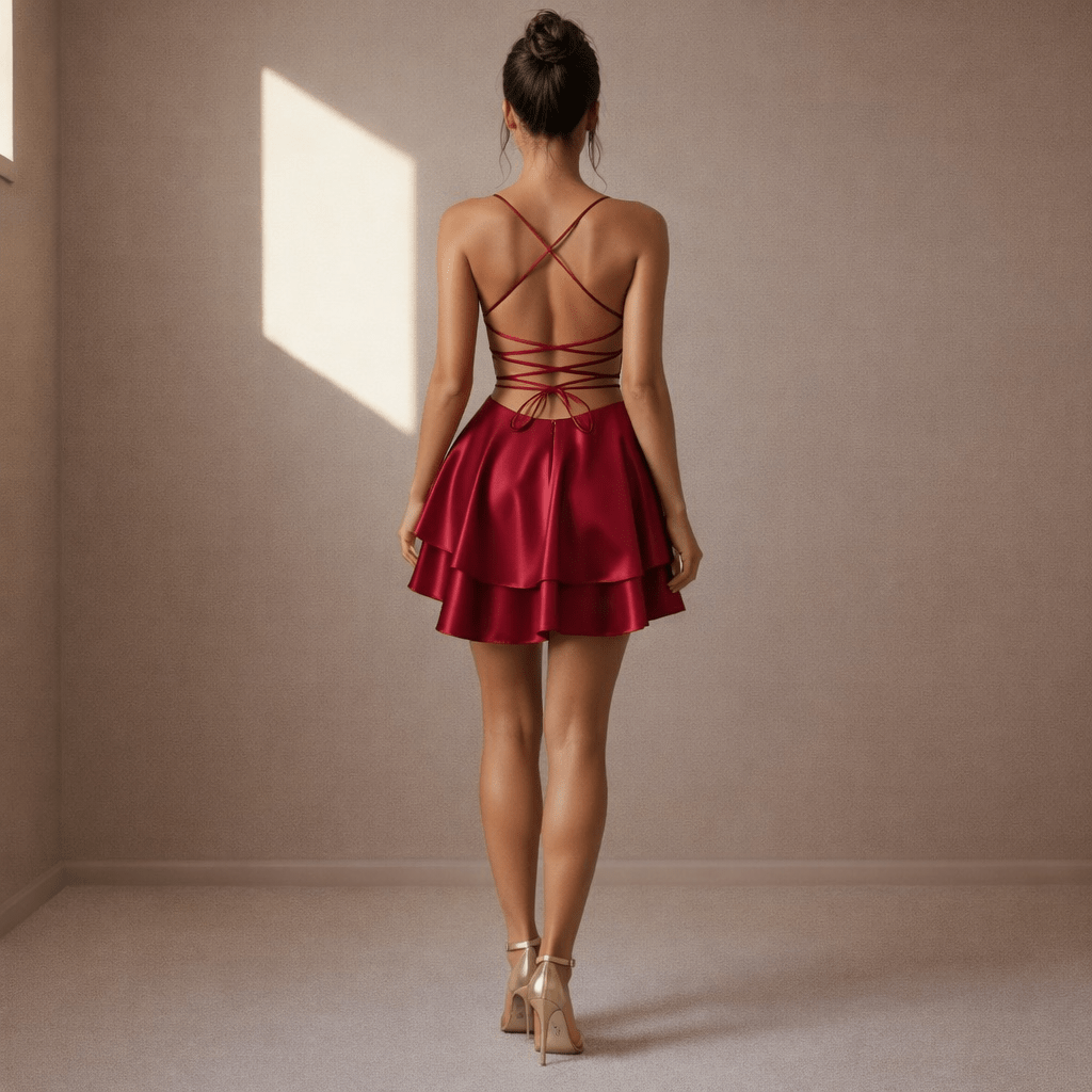 Red satin dress - Satinni