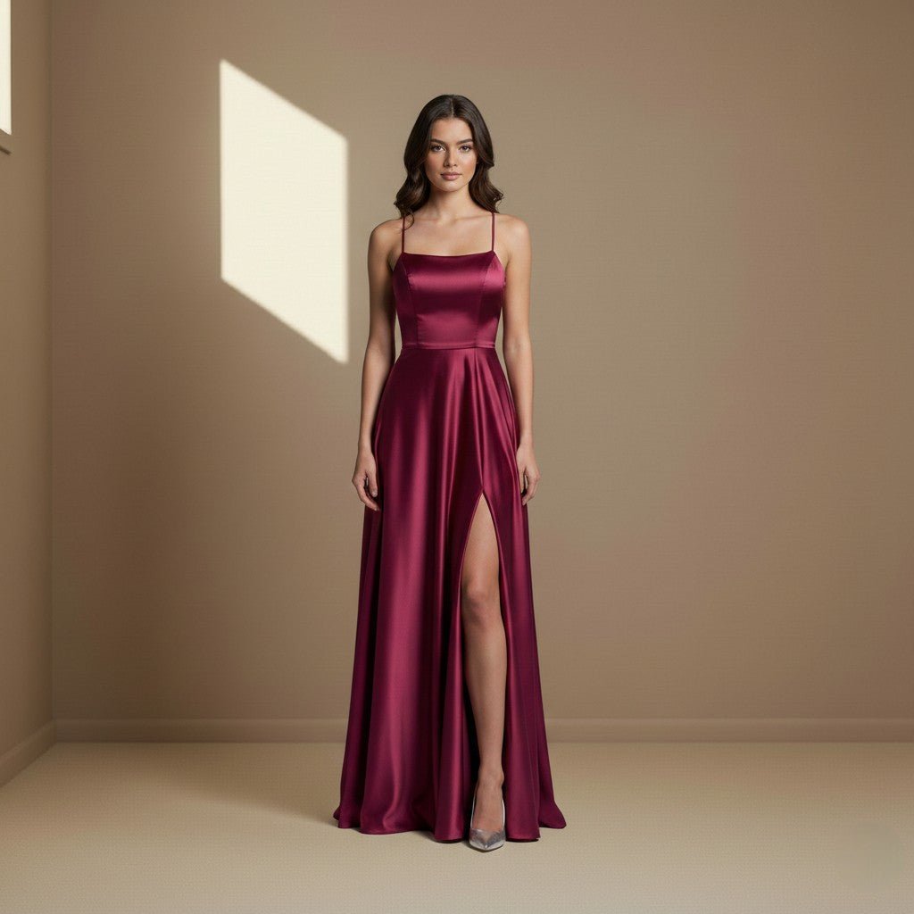 Red satin dress - Satinni