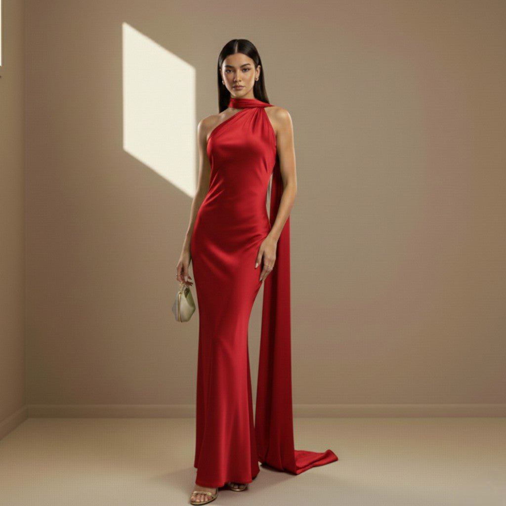 Red satin dress - Satinni