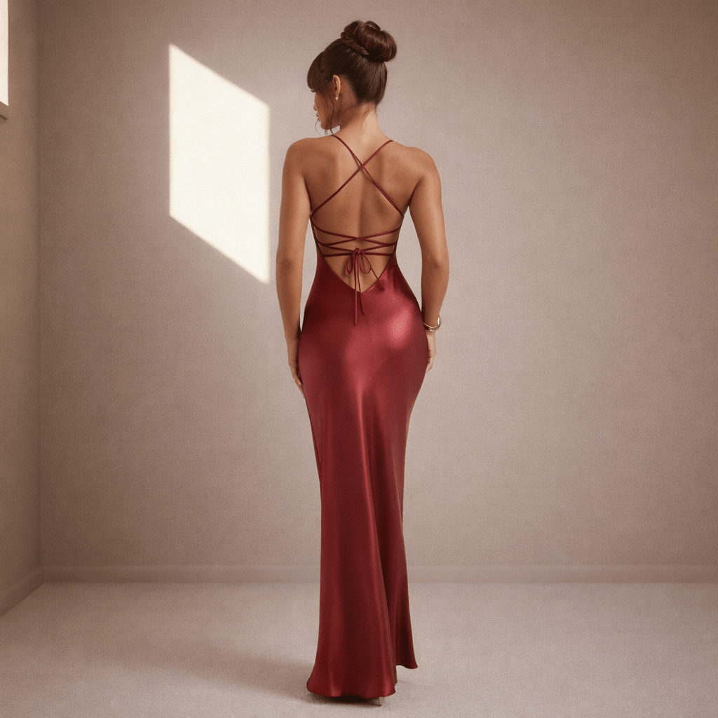 Red satin dress - Satinni