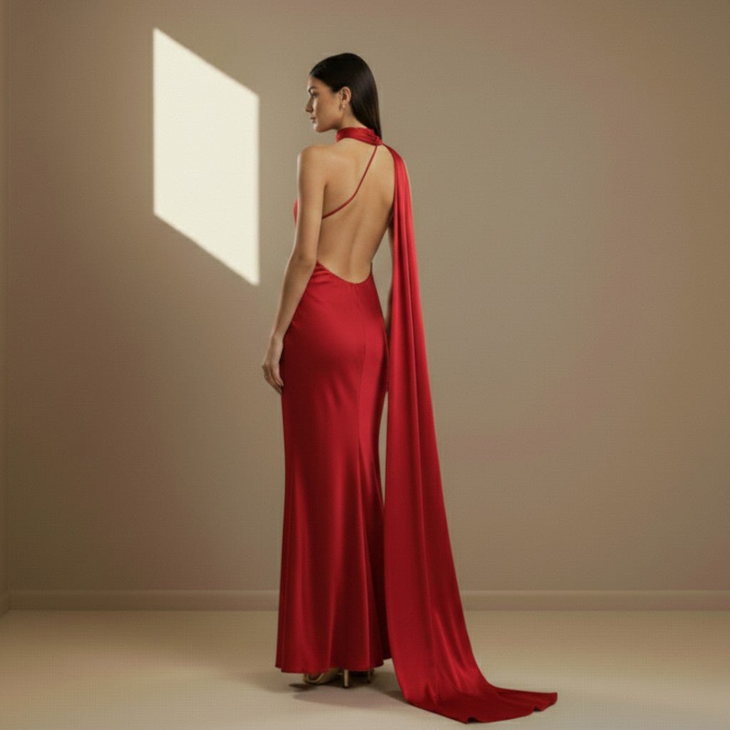 Red satin dress - Satinni