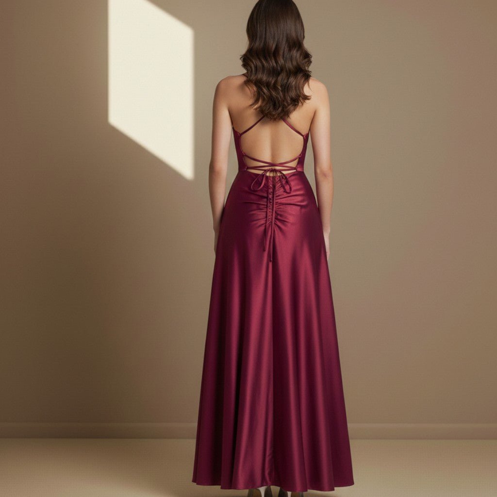 Red satin dress - Satinni