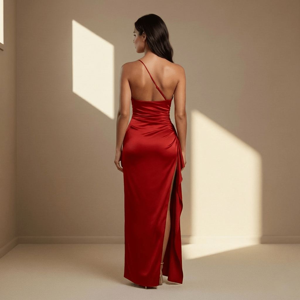 Red satin dress - Satinni