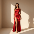 Red satin dress - Satinni