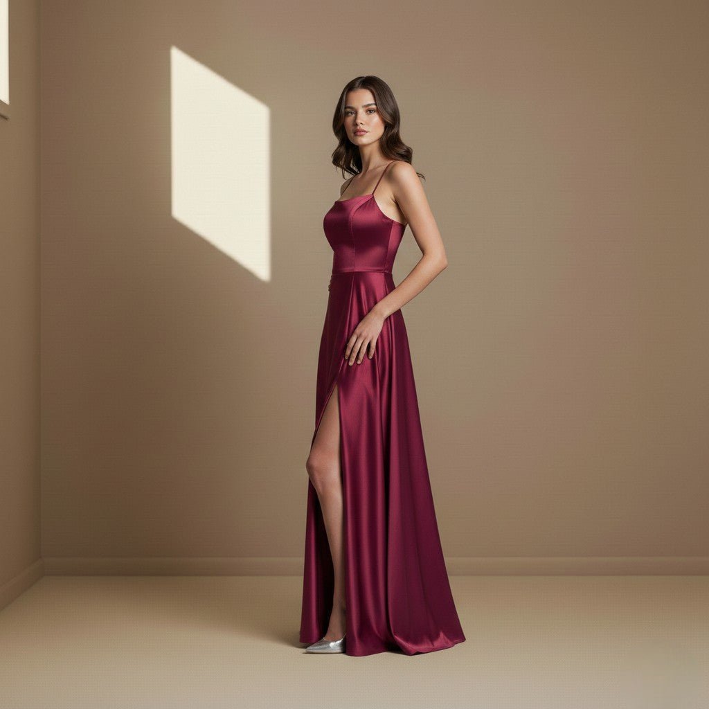 Red satin dress - Satinni