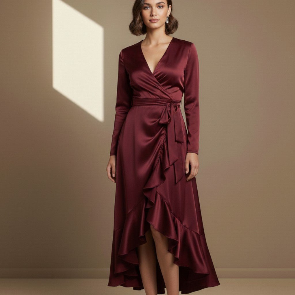 Red satin dress - Satinni