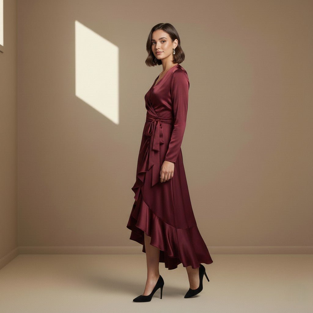 Red satin dress - Satinni