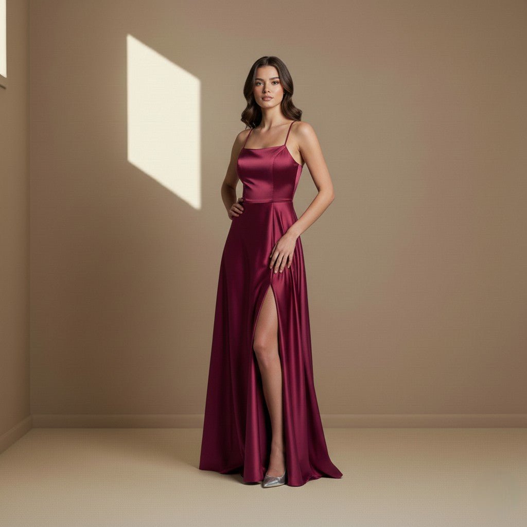 Red satin dress - Satinni