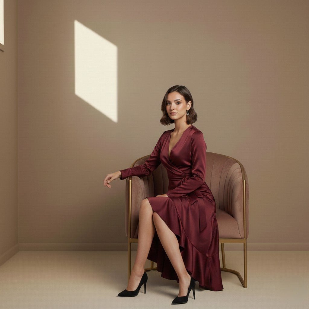 Red satin dress - Satinni