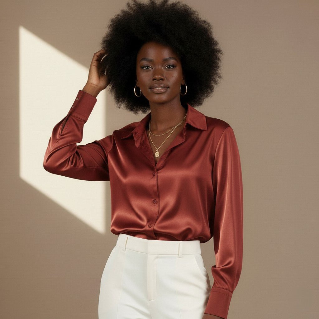 Red Satin Shirt - Satinni