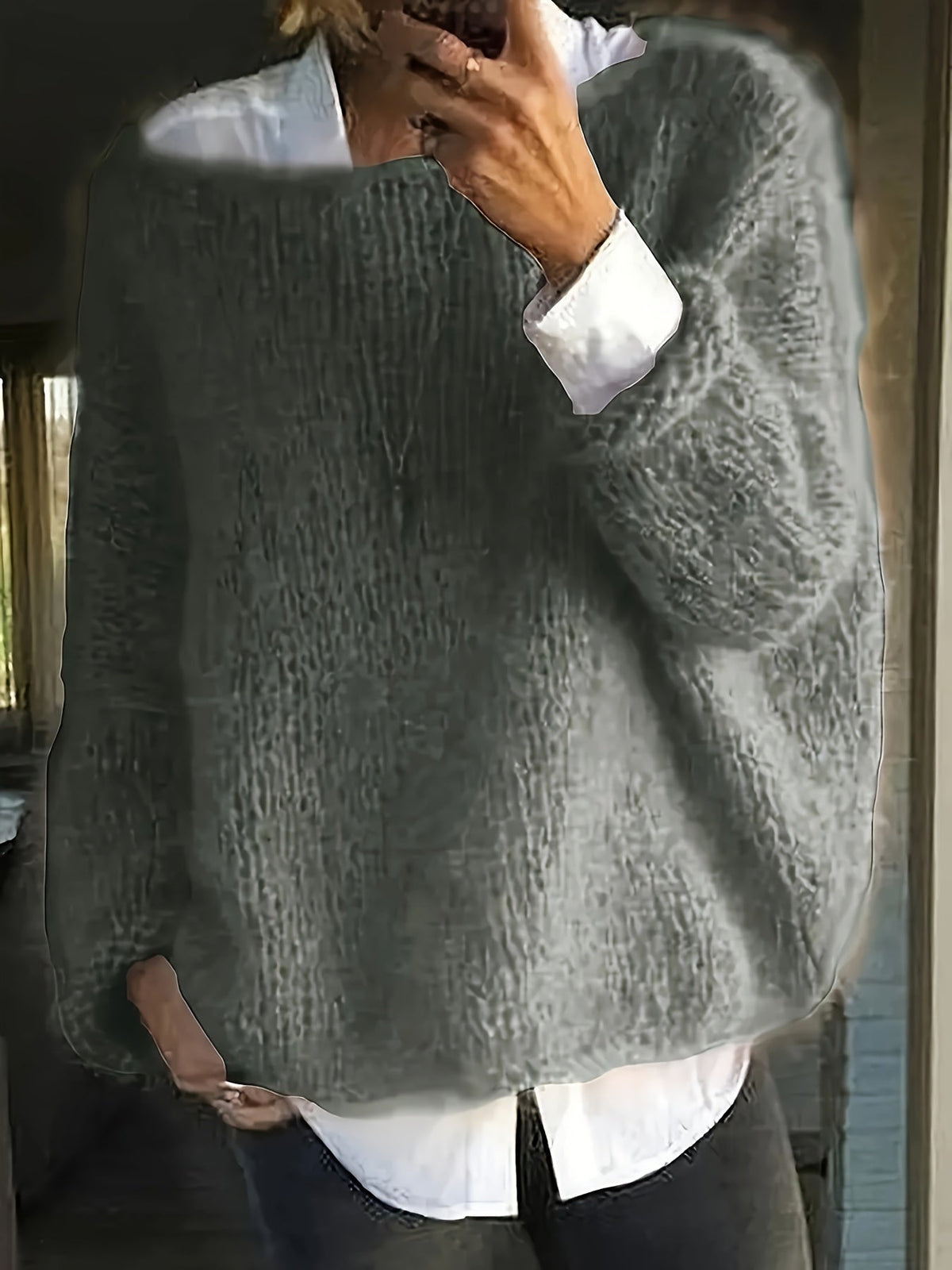 Relaxed Crew Neck Sweater for Women - Soft Knit Casual Pullover - Satinni