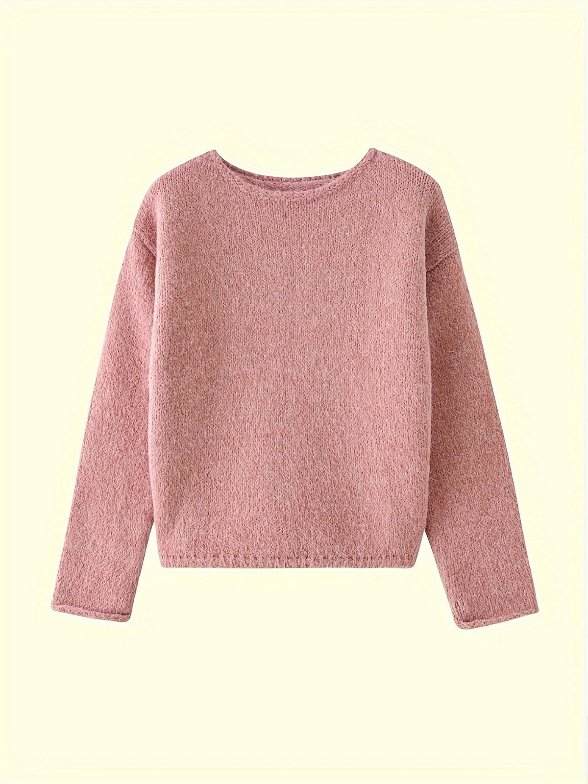 Relaxed Crew Neck Sweater for Women - Soft Knit Casual Pullover - Satinni