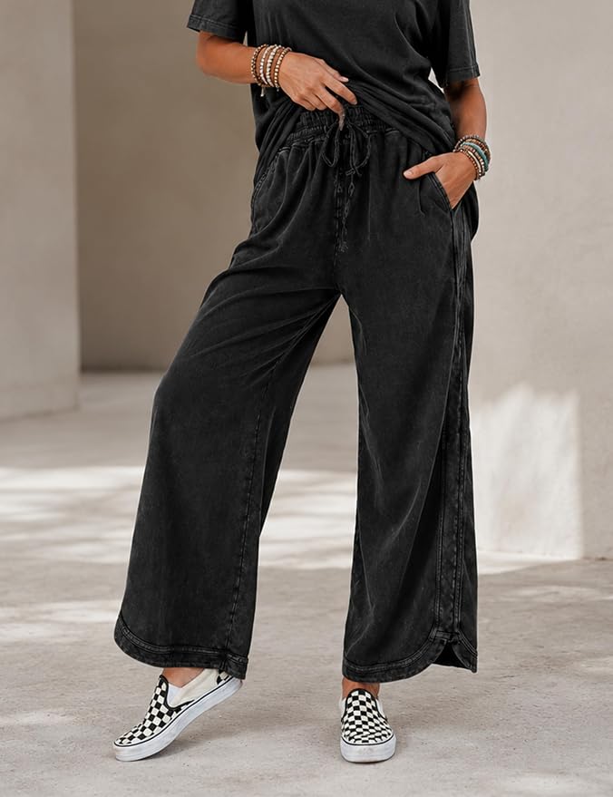 Retro Washed Vintage Casual Drawstring Long Pants – Everyday Wear, Comfortable Style