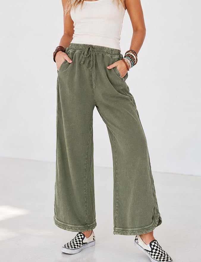 Retro Washed Vintage Casual Drawstring Long Pants – Everyday Wear, Comfortable Style