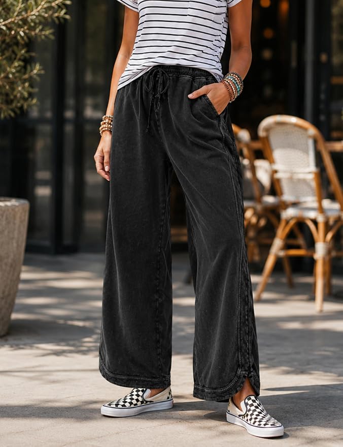Retro Washed Vintage Casual Drawstring Long Pants – Everyday Wear, Comfortable Style