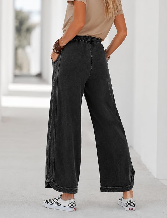 Retro Washed Vintage Casual Drawstring Long Pants – Everyday Wear, Comfortable Style