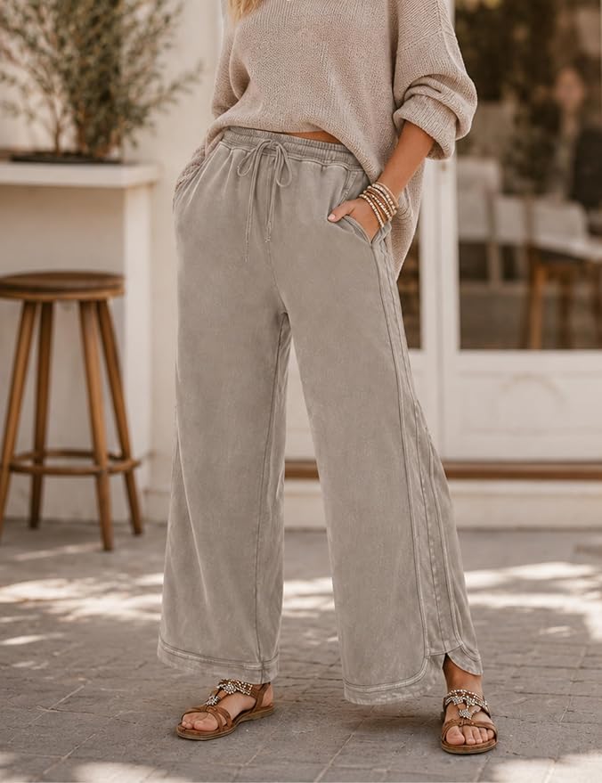 Retro Washed Vintage Casual Drawstring Long Pants – Everyday Wear, Comfortable Style