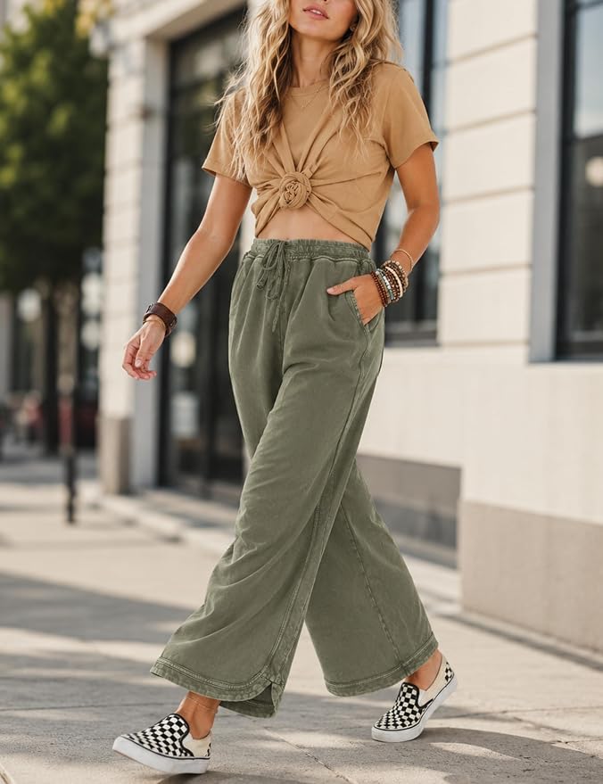 Retro Washed Vintage Casual Drawstring Long Pants – Everyday Wear, Comfortable Style