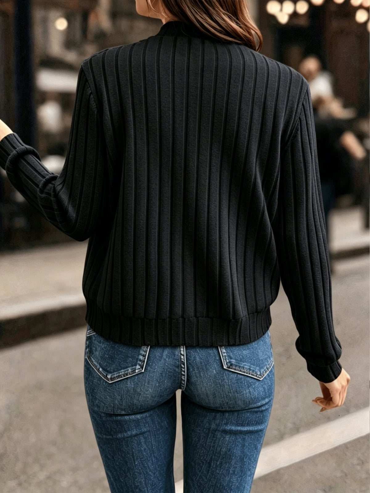 Ribbed Zip-Front Jacket in Soft Fabric for Casual Wear and Layering - Satinni
