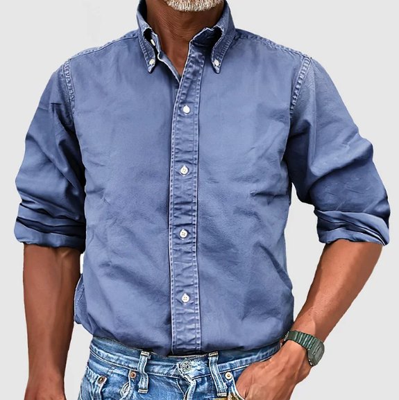 Classic Cotton Button-Down Shirt for Men - Versatile Casual or Office Wear