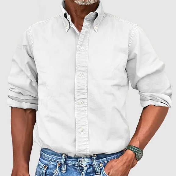 Classic Cotton Button-Down Shirt for Men - Versatile Casual or Office Wear