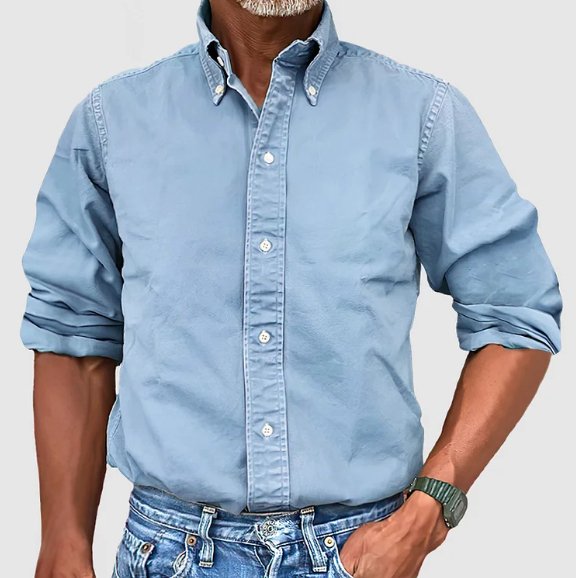 Classic Cotton Button-Down Shirt for Men - Versatile Casual or Office Wear