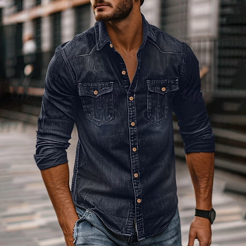 Rugged Button-Up Shirt for Outdoor Adventures - Durable Cotton Blend Fabric
