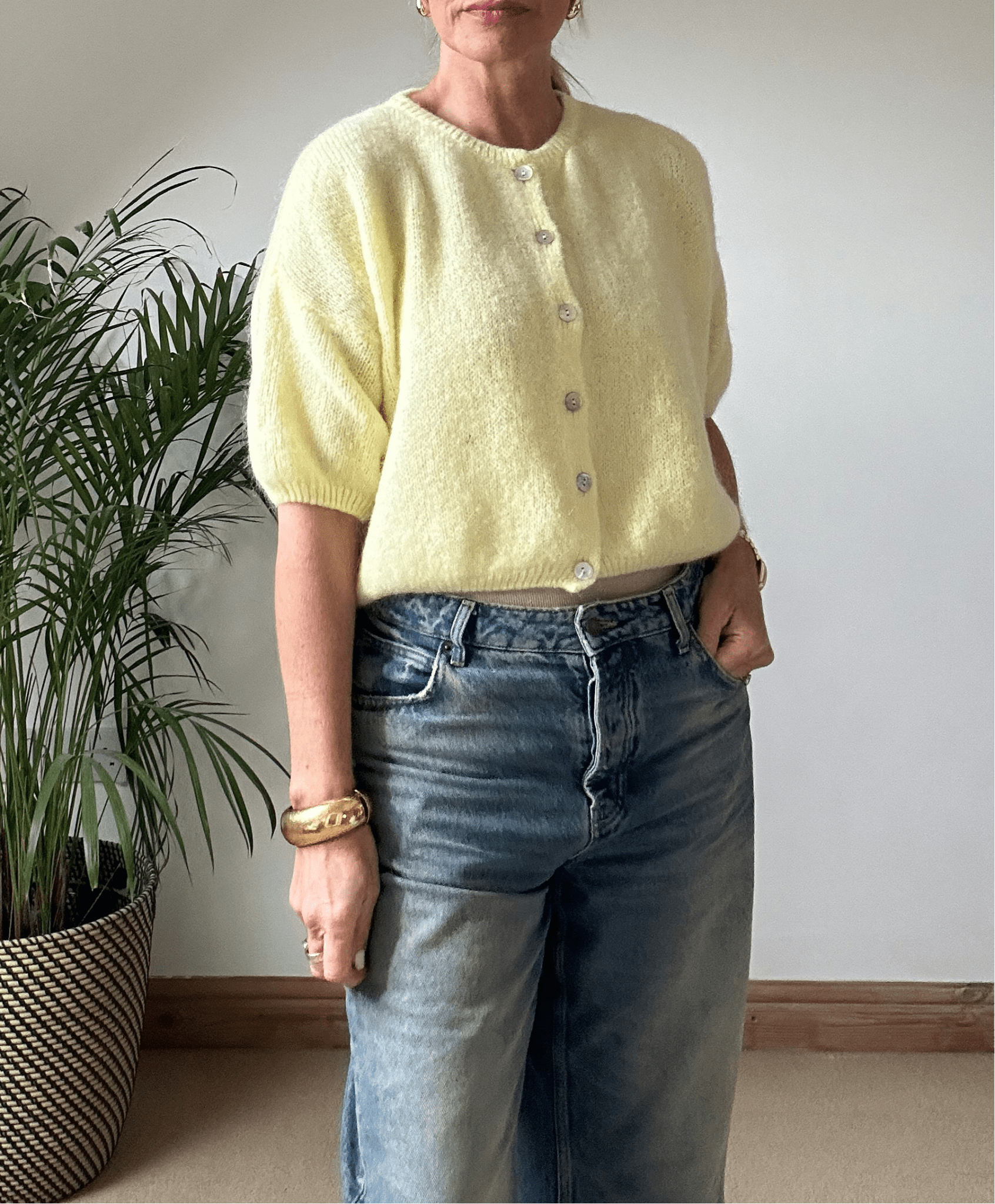 Short Sleeve Mohair Cardigan – Casual Wear, Layering