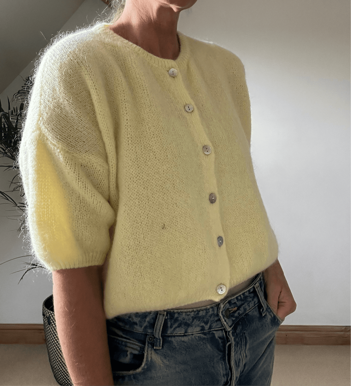 Short Sleeve Mohair Cardigan – Casual Wear, Layering