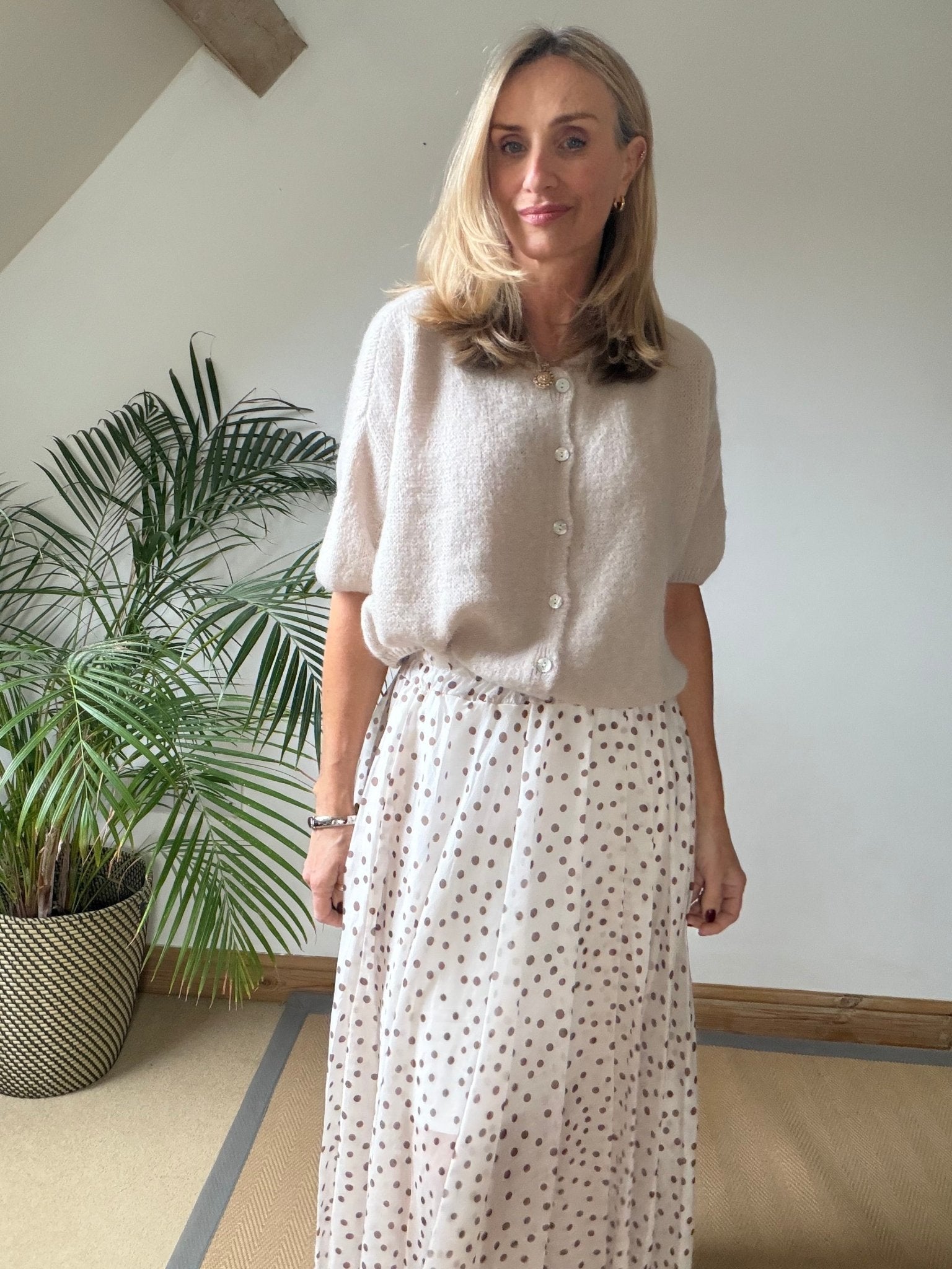 Short Sleeve Mohair Cardigan – Casual Wear, Layering