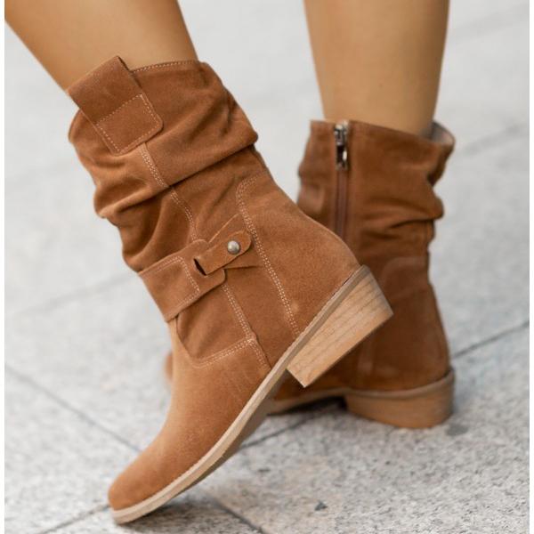 Slouchy Mid-Calf Boots for Women | Soft Material | Casual Everyday Wear - Satinni