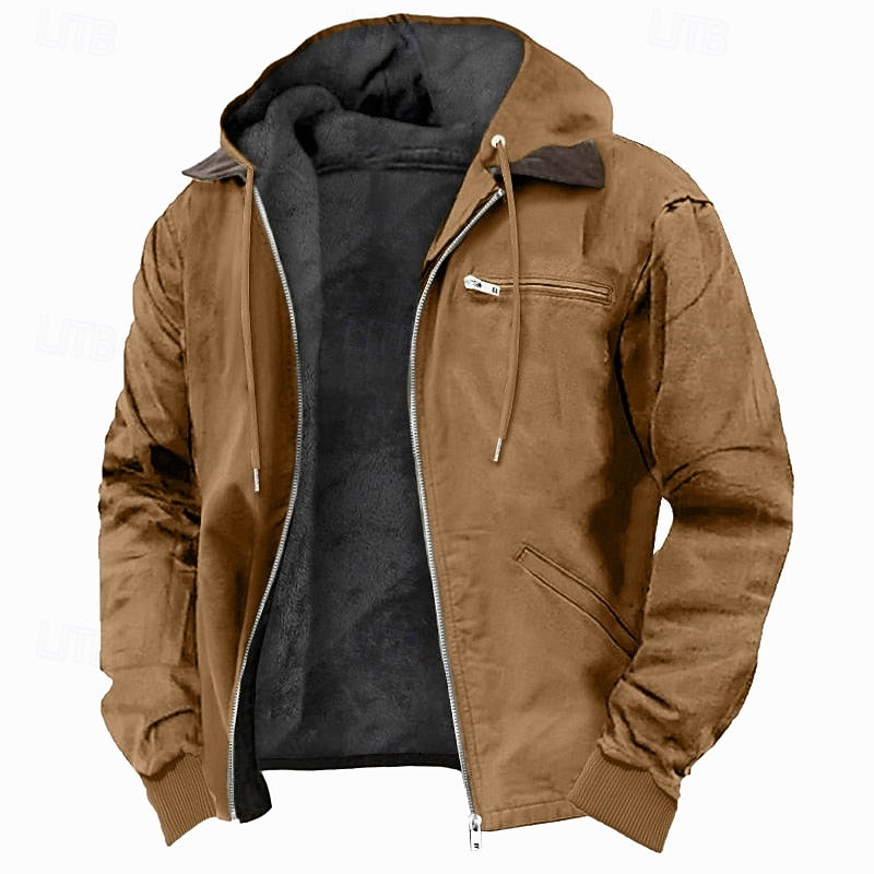 Fleece-Lined Hooded Jacket for Men | Warm, Casual Outerwear for Cold Weather