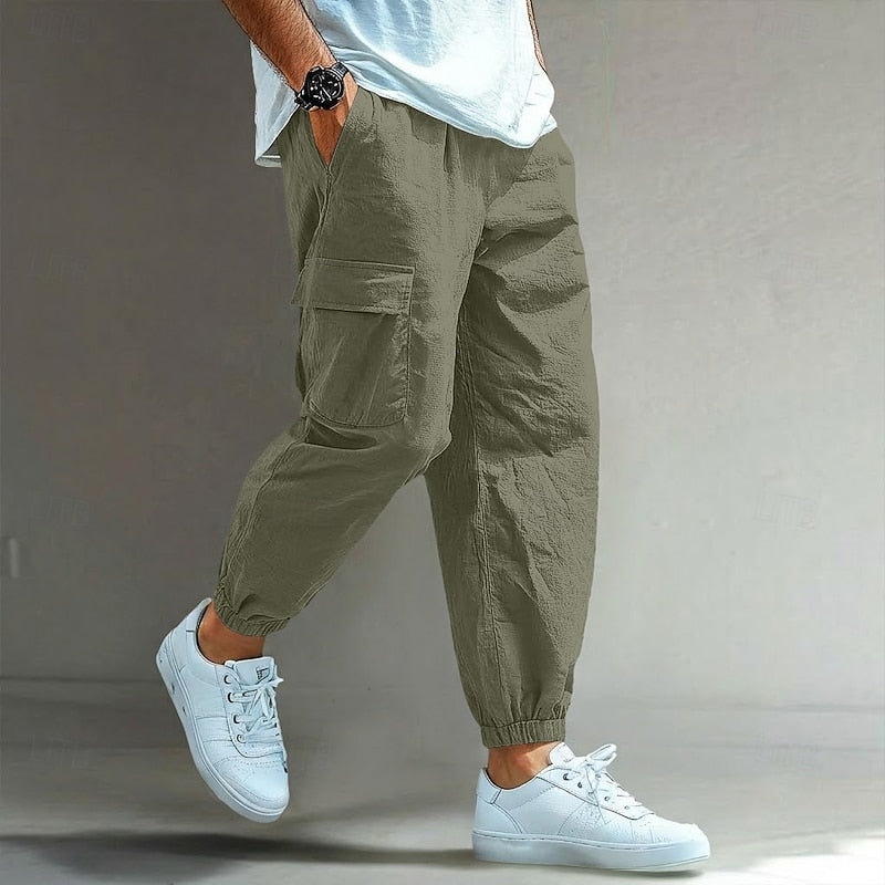 Relaxed Fit Cotton Cargo Pants for Casual Wear and Outdoor Activities
