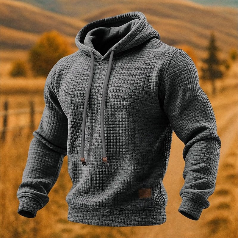 Textured Pullover Hoodie for Men | Cozy Casual Wear in Soft Fabric - Satinni