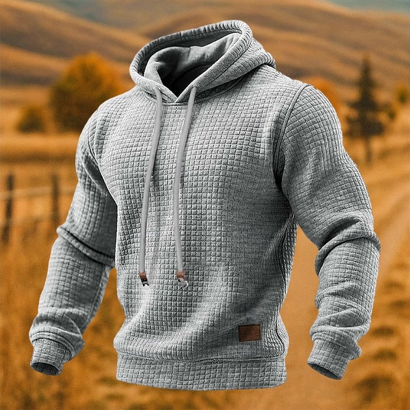 Textured Pullover Hoodie for Men | Cozy Casual Wear in Soft Fabric - Satinni