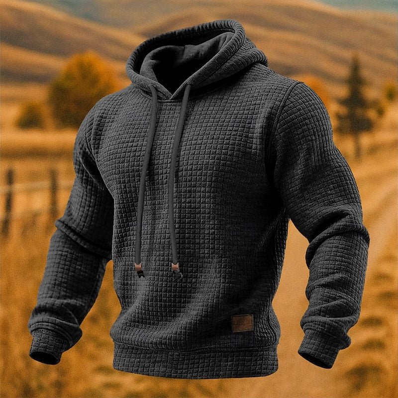 Textured Pullover Hoodie for Men | Cozy Casual Wear in Soft Fabric - Satinni