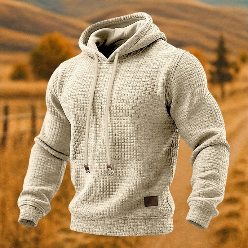 Textured Pullover Hoodie for Men | Cozy Casual Wear in Soft Fabric - Satinni
