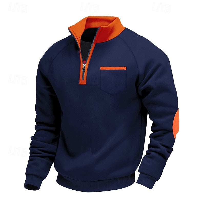 Quarter-Zip Color Block Pullover for Men | Soft Fabric | Casual Wear