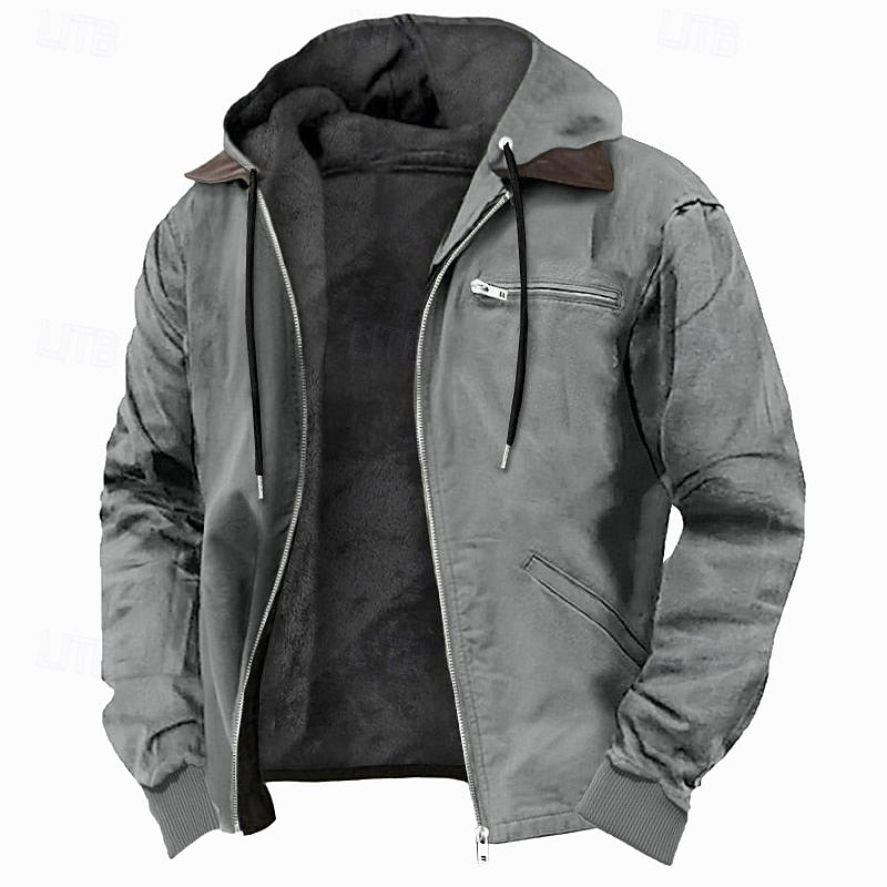 Fleece-Lined Hooded Jacket for Men | Warm, Casual Outerwear for Cold Weather