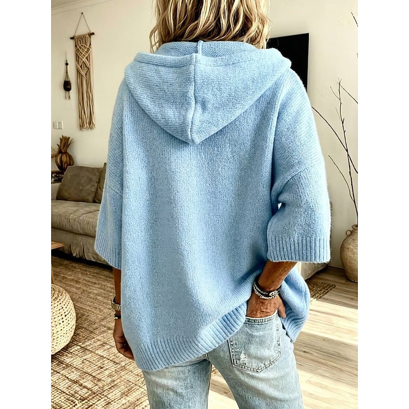 Cozy Open-Front Hooded Cardigan for Women in Soft Knit Fabric