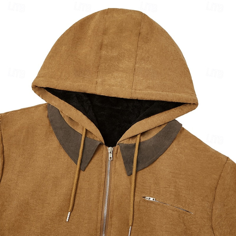 Fleece-Lined Hooded Jacket for Men | Warm, Casual Outerwear for Cold Weather