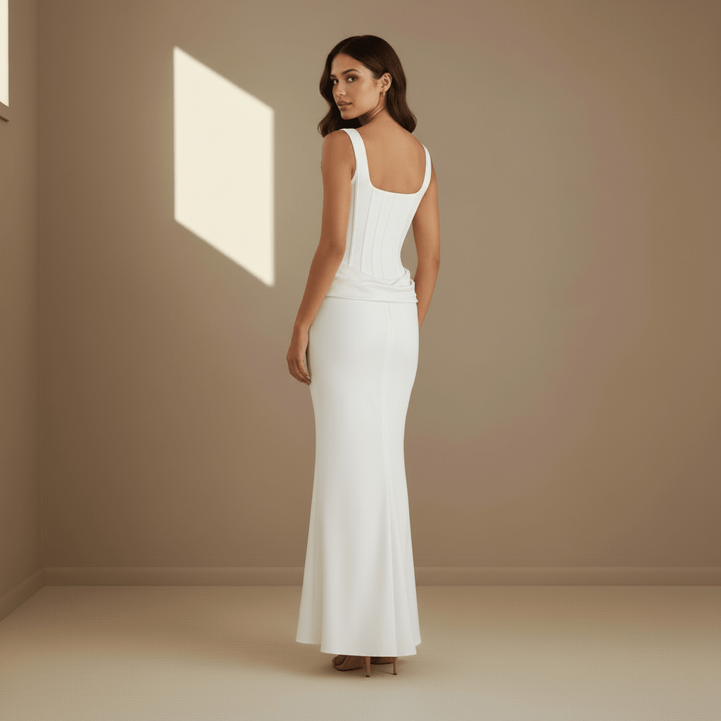 White corset satin dress - Satinni